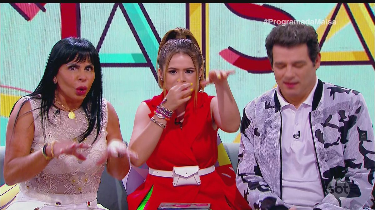 Maisa com Celso Portiolli e Gretchen em seu programa no SBT (Foto: Reprodução)