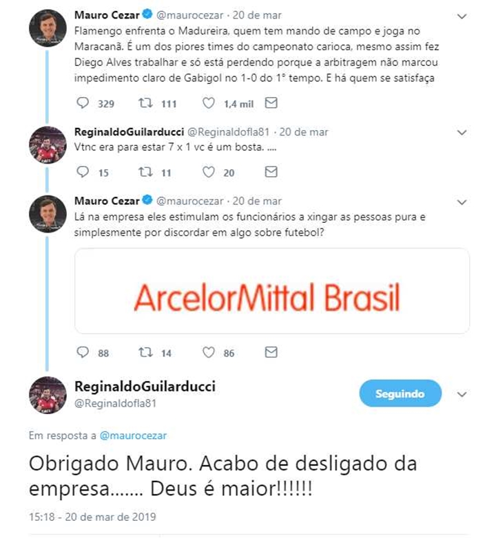 Torcedor xingou o comentarista Mauro Cézar Pereira. (Foto: Reprodução)