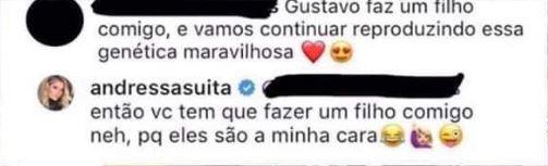 Andressa Suita manda resposta atravessada para fã assanhada de Gusttavo Lima (Imagem/ Reprodução)