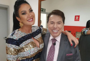 Helen Ganzarolli e Silvio Santos no SBT (Foto: Reprodução/Instagram)