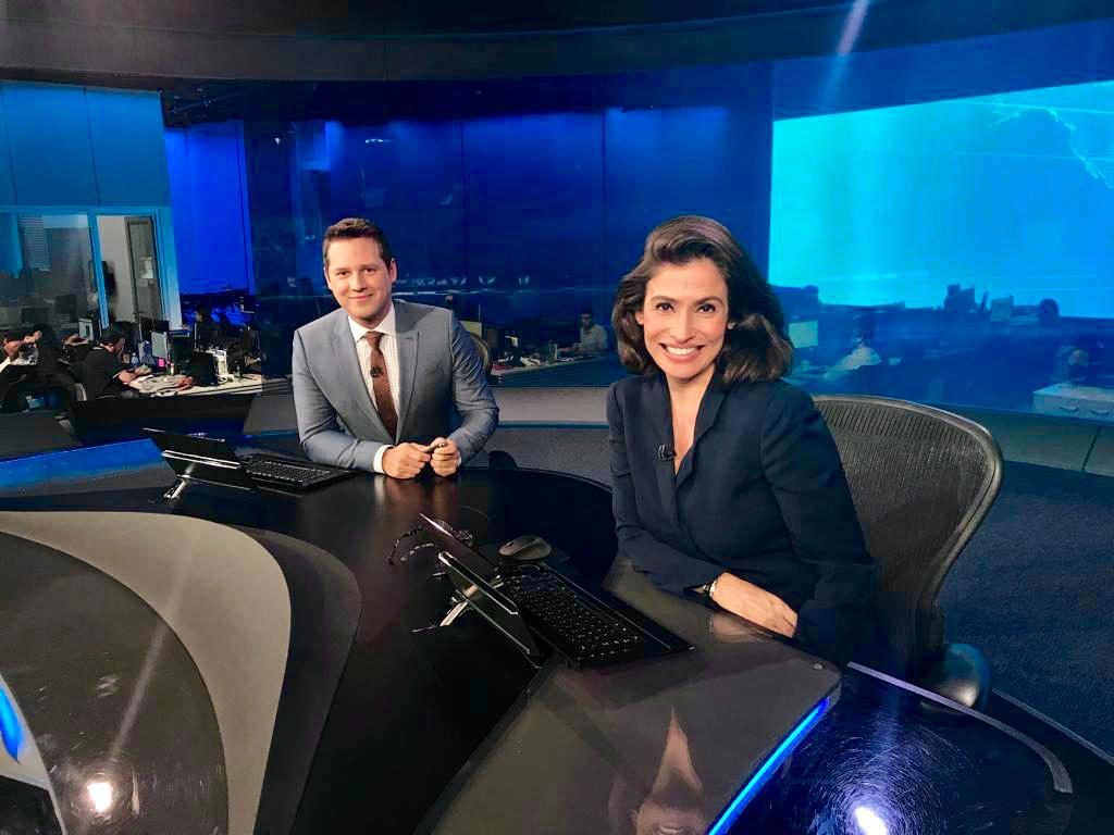 Dony De Nuccio e Renata Vasconcellos no Jornal Nacional (Foto: Reprodução)