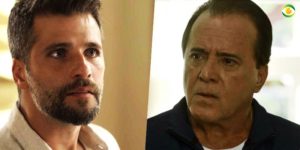 Gabriel (Bruno Gagliasso) terá embate tenso com Olavo (Tony Ramos) em O Sétimo Guardião (Foto: Montagem/TV Foco)