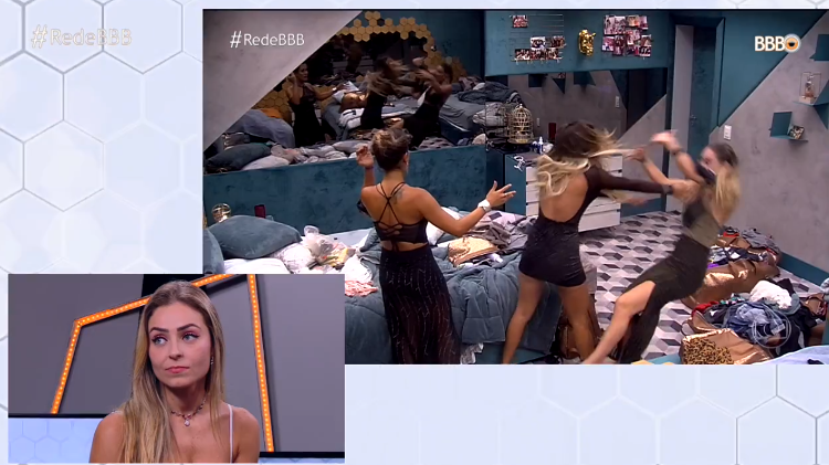 Paula assiste cena que ocasionou da expulsão de Hariany do BBB19 (Foto: Divulgação)