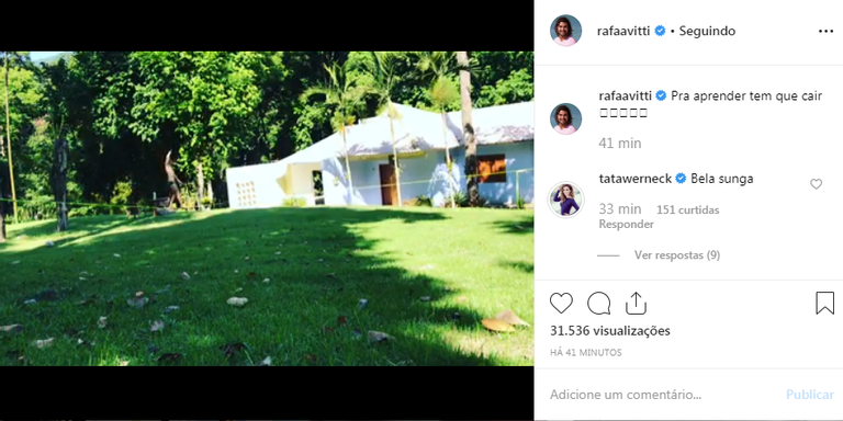 Rafael Vitti ganha elogio de Tatá Werneck (Foto: Reprodução Instagram)