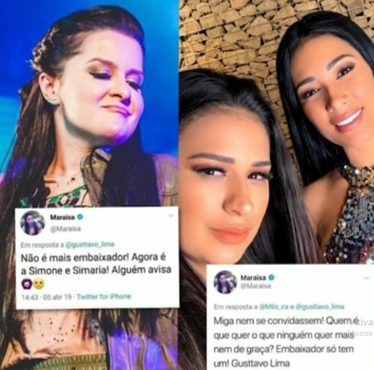 Confusão envolvendo as duplas Maiara e Maraisa e Simone e Simaria. (Foto: Reprodução/Montagem)