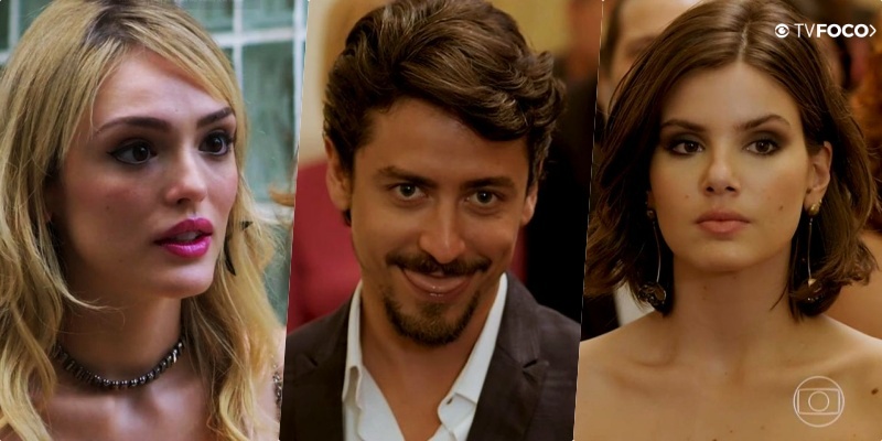 Na novela Verão 90, Manuzita (Isabelle Drummond), Jerônimo (Jesuíta Barbosa) e Vanessa (Camila Queiroz)