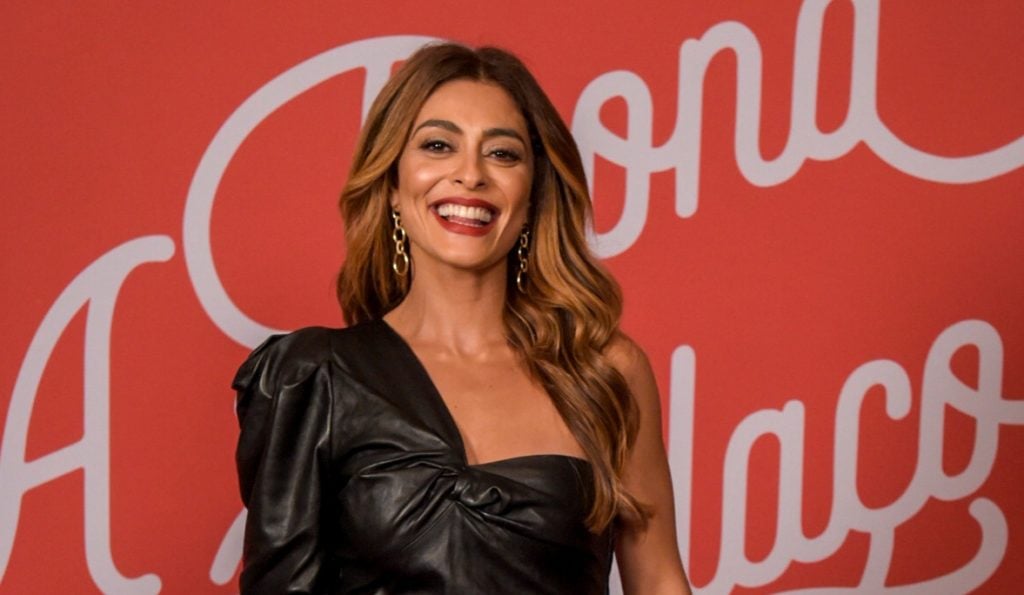 Juliana Paes na coletiva de imprensa em A Dona do Pedaço