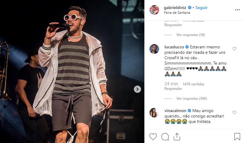 Lucas Lucco fez comentário polêmico em foto de Gabriel Diniz Foto: Reprodução