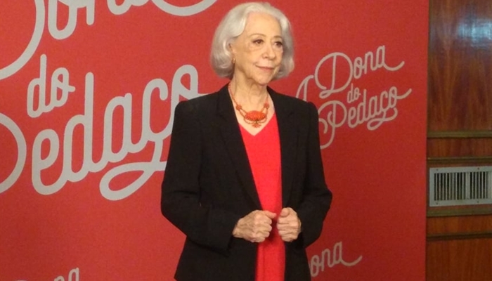 Fernanda Montenegro no lançamento de A Dona do Pedaço  (Foto: Vitor Peccoli/TV Foco)