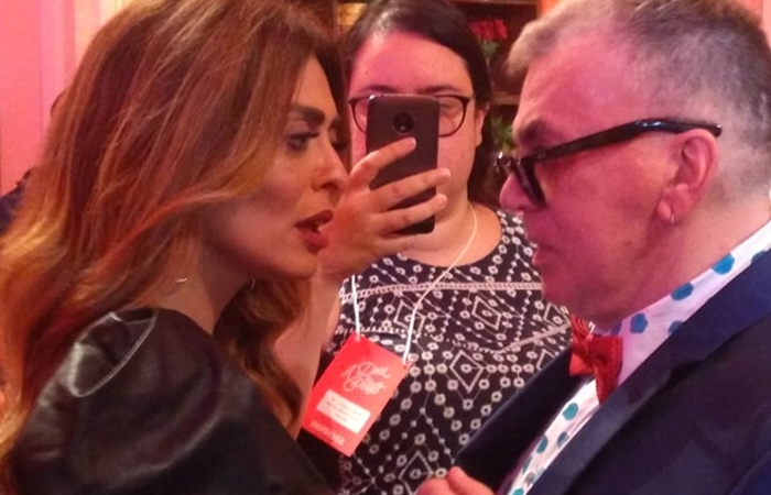 Juliana Paes e o autor Walcyr Carrasco no lançamento de A Dona do Pedaço (Foto: Vitor Peccoli/TV Foco)