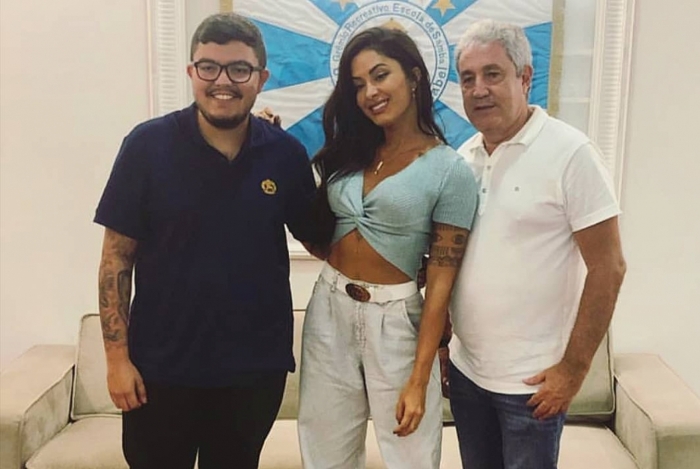 Aline Riscado, Fernando Fernandes, e com o vice-presidente Luiz Guimarães  (Foto: Reprodução)