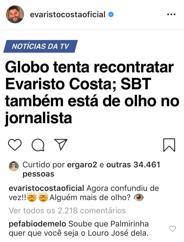 Evaristo Costa (Foto: Reprodução/Instagram)