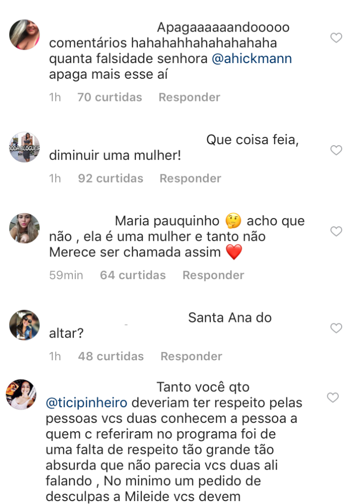 Internautas atacam Ana Hickmann e Ticiane Pinheiro, após apresentadoras falarem de Mileide Mihaile