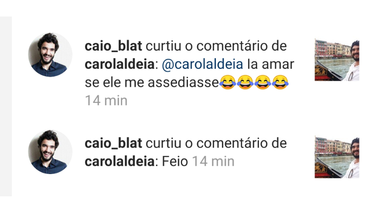 Caio Blat curte comentário de seguidora sobre assédio Imagem: Reprodução/Instagram