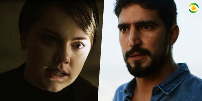 Jamil (Renato Góes) teme que a fúria de Dalila (Alice Wegmann) faça mal para o seu filho recém nascido na novela Órfãos da Terra da Globo