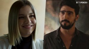 Na novela das seis, Órfãos da Terra, Dalila (Alice Wegmann) ficará eufórica com aproximação com Jamil (Renato Góes) (Foto: Montagem/TV Foco)