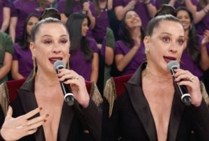 No Domingão do Faustão, Claudia Raia ultrapassa os limites e se expõe (Foto: Reprodução/ Globo)