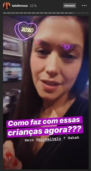 A atriz Thais Fersoza registra os filhos com Michel Teló se divertindo ao som de Sandy e Junior (Foto: Reprodução/Instagram)