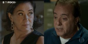 Olavo (Tony Ramos) é assassinado por Valentina (Lilia Cabral) na novela da Globo, O Sétimo Guardião (Foto: Montagem/TV Foco)