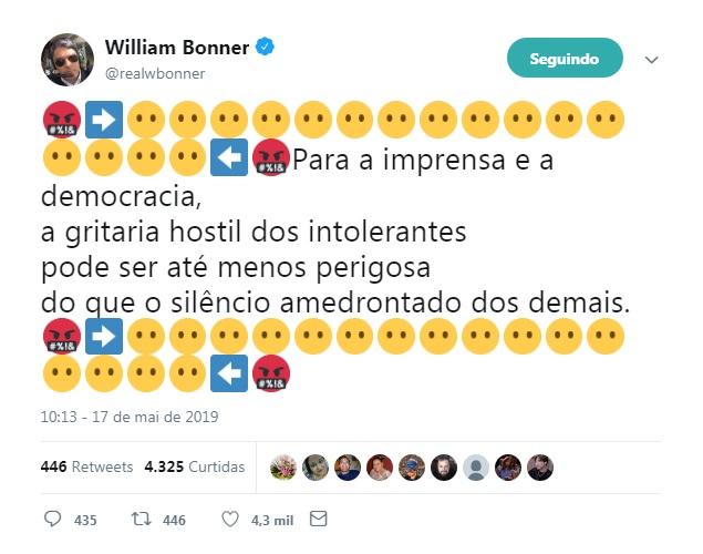 A publicação de William Bonner no Twitter deu muito o que falar (Foto: Reprodução)