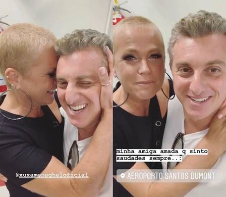 Luciano Huck e Xuxa Meneghel se encontram em aeroporto no Rio Foto: Instagram