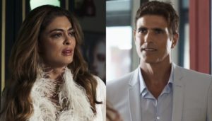 Maria da Paz (Juliana Paes) e Régis (Reynaldo Gianecchini) em A Dona do Pedaço (Foto: Reprodução/Globo)