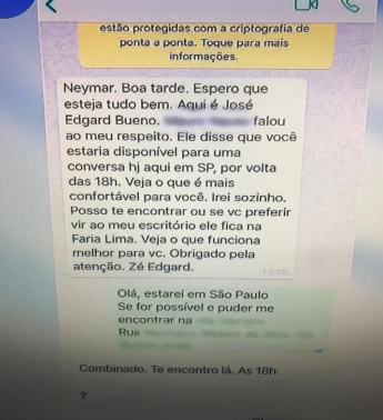 Conversa sobre suposto estupro de Neymar (Foto: Reprodução)