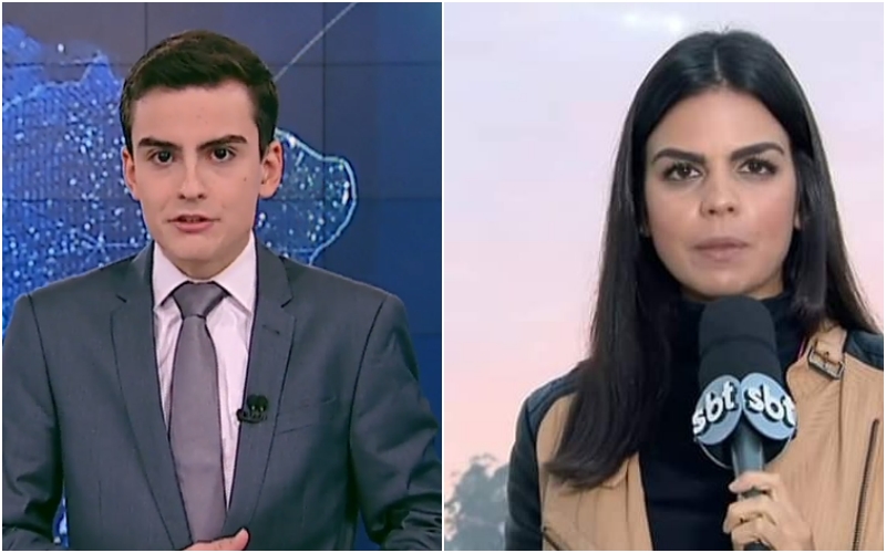 Apresentador do SBT, Dudu Camargo humilha jornalista Fernanda Trigueiro, ao vivo durante programa Primeiro Impacto' (Montagem TV Foco)