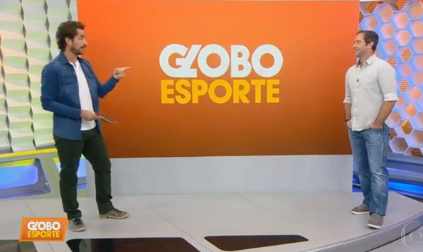 Caio Ribeiro chamou atenção de Felipe Andreoli ao vivo. (Imagem: Reprodução/ TV Globo)