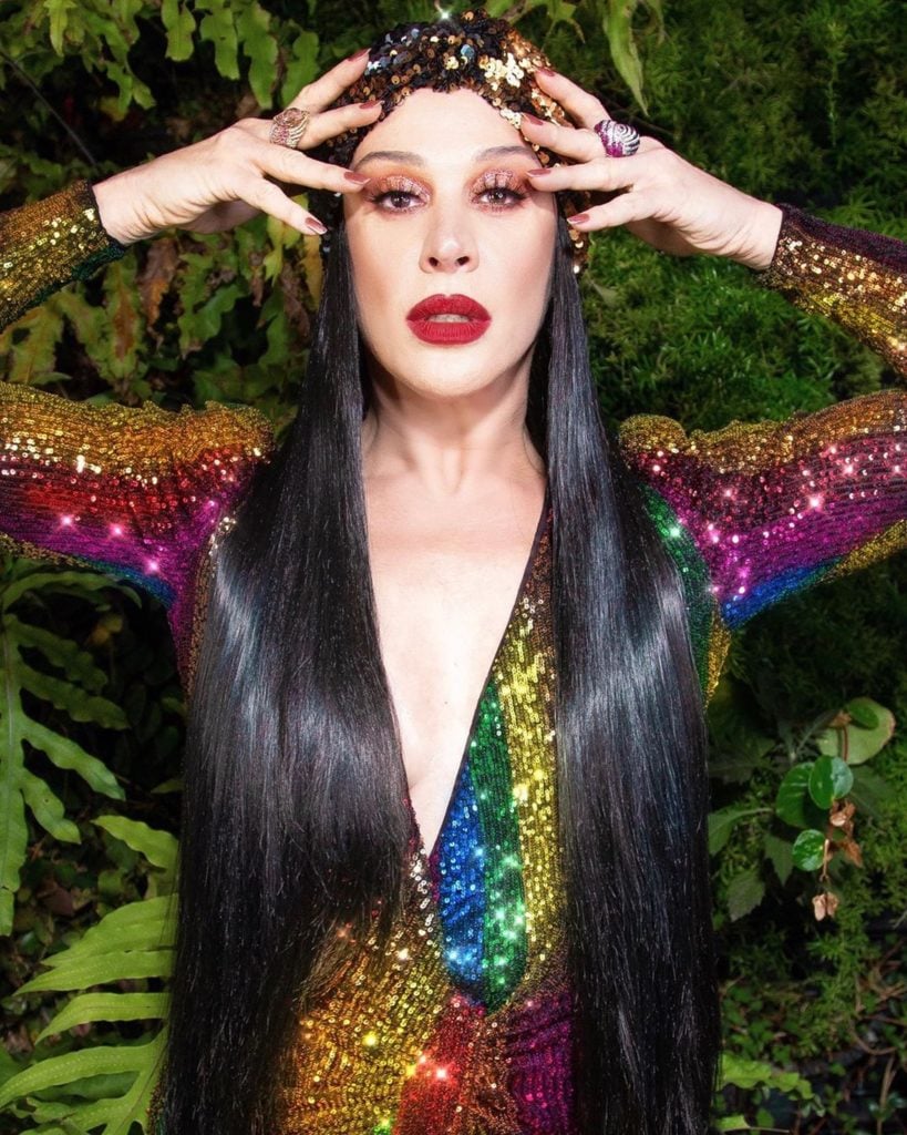 Claudia Raia escolheu o look para homenagear a 23º edição da Parada do Orgulho LGBT durante o Show dos Famosos — Foto: Reprodução/ Instagram