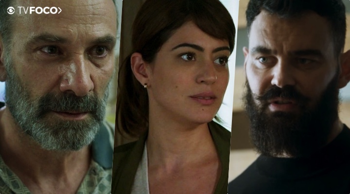 Elias (Marco Ricca), Helena (Carol Castro) e Paul (Carmo Dalla Vecchia) são personagens de Órfãos da Terra da Globo