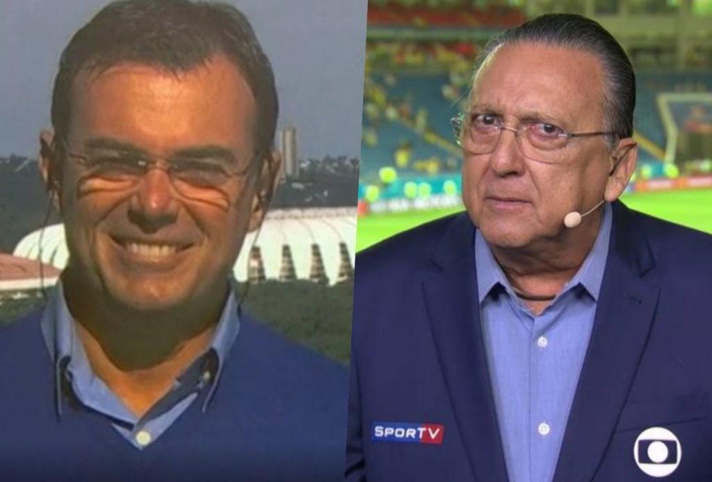 Galvão Bueno e Tino Marcos durante transmissão de Futebol na Globo 