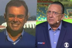 Galvão Bueno e Tino Marcos durante transmissão de Futebol na Globo