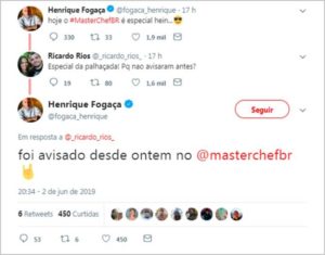 Henrique Fogaça, jurado do MasterChef Brasil, briga com internauta e sai em defesa de reality ( Foto: Reprodução)