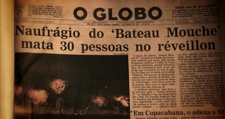 Jornal O Globo destacou tragédia em pleno Réveillon. (Foto: Reprodução)