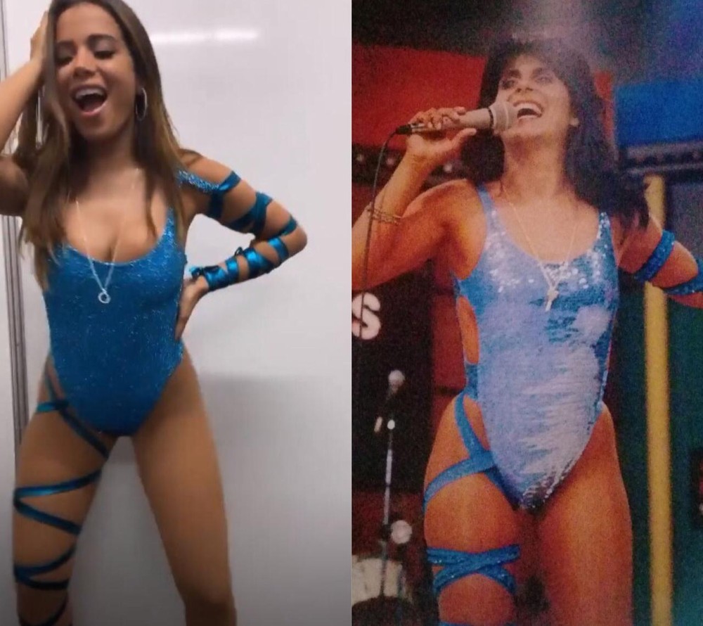 Anitta homenageou Gretchen com um dos figurinos da 'rainha do rebolado' nos anos 80