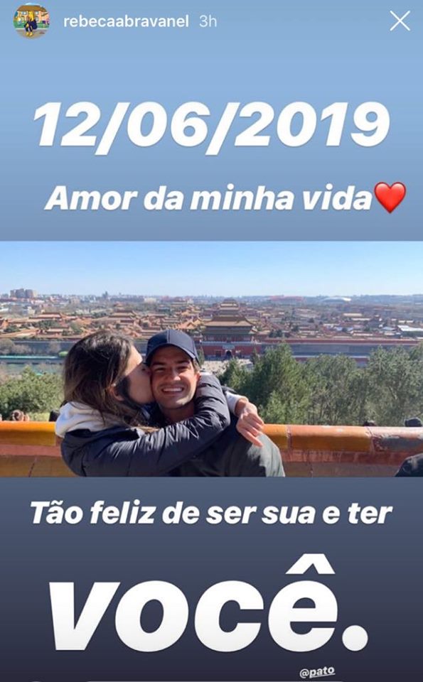 Rebeca Abravanel, filha de Silvio Santos, usa seu Instagram para se declarar à Alexandre Pato no Dia dos Namorados (Imagem: Instagram)