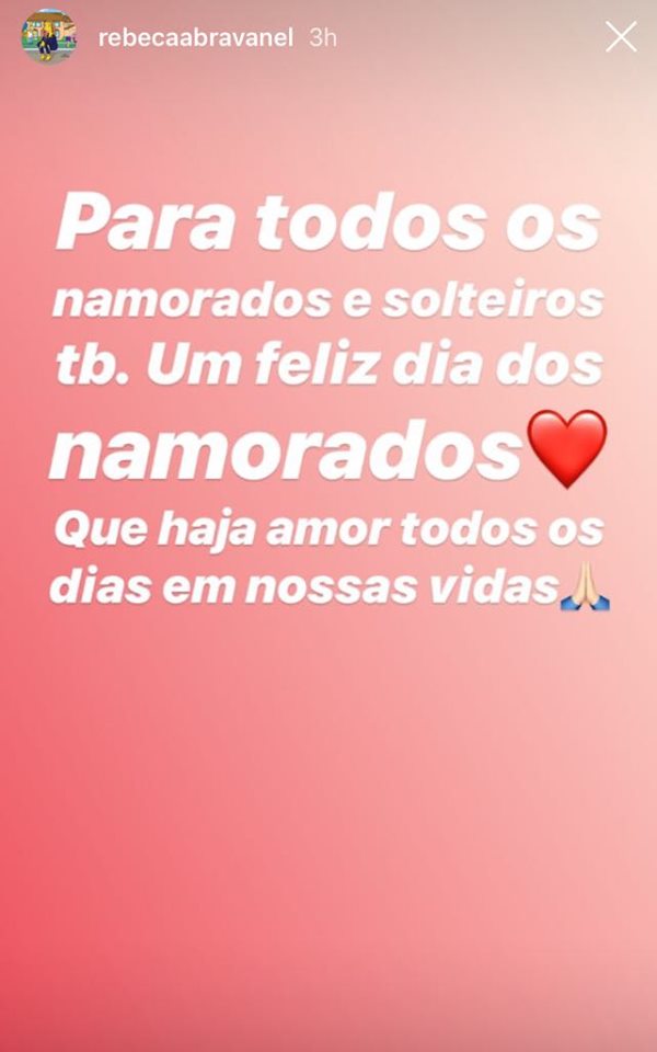 Rebeca Abravanel, filha de Silvio Santos, usa seu Instagram para se declarar à Alexandre Pato no Dia dos Namorados (Imagem: Instagram)