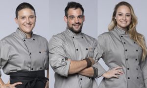 Candidatos na final do reality show Top Chef. (Foto: Edu Moraes/Record TV)