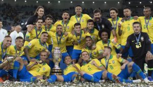 Seleção brasileira comemora a conquista da Copa América (Foto: Lucas Figueiredo/CBF)