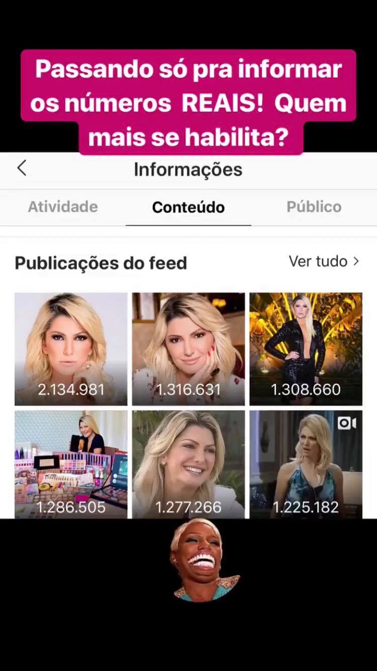 Antonia Fontenelle exibe número de likes em sua conta do Instagram Foto: Reprodução/ Instagram