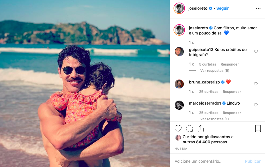 José Loreto e Debora Nascimento se separaram mas a relação com a pequena Bella segue linda Foto: Reprodução