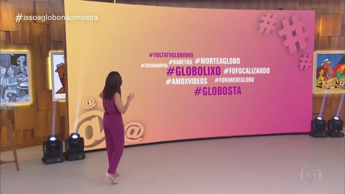 Fátima Bernardes foi vítima de montagem no quadro Isso a Globo Não Mostra, do Fantástico, que promoveu o Fofocalizando (Foto: Reprodução/Globo)