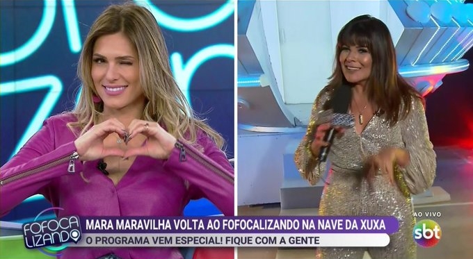 Lívia Andrade e Mara Maravilha no Fofocalizando (Foto: Reprodução/SBT)