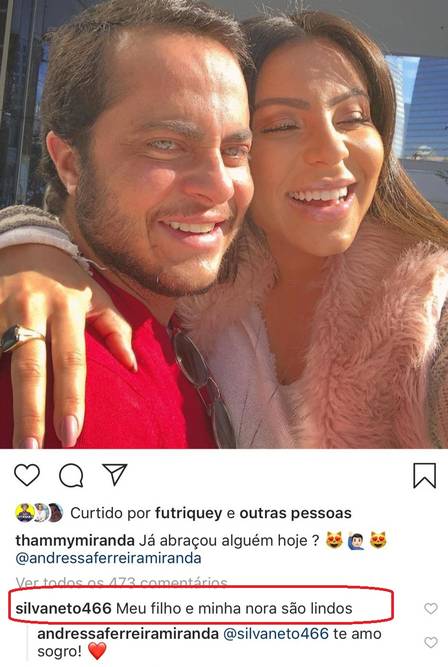 Pai de Thammy Miranda, o delegado Silva neto, declara o seu amor pelo seu filha e sua nora (Foto: Reprodução)