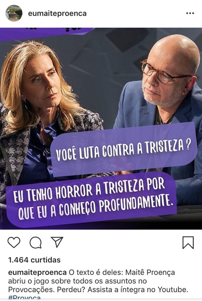 Maitê Proença e Marcelo Tas no Provocações da TV Cultura (Imagem: Instagram)