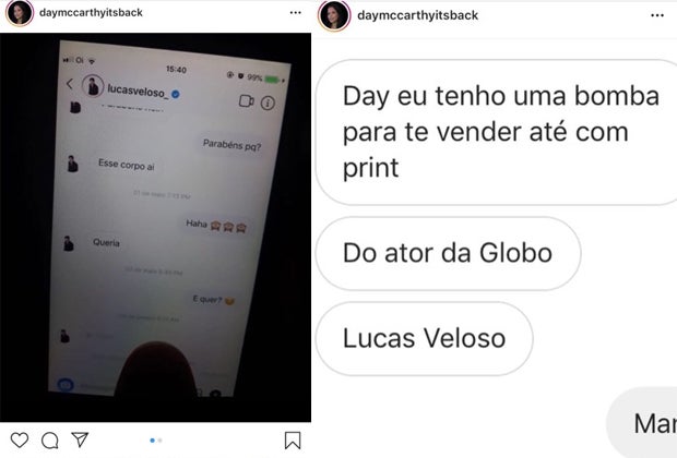 Print da conversa de Lucas Veoso com internauta (Imagem: Reprodução/Instagram)