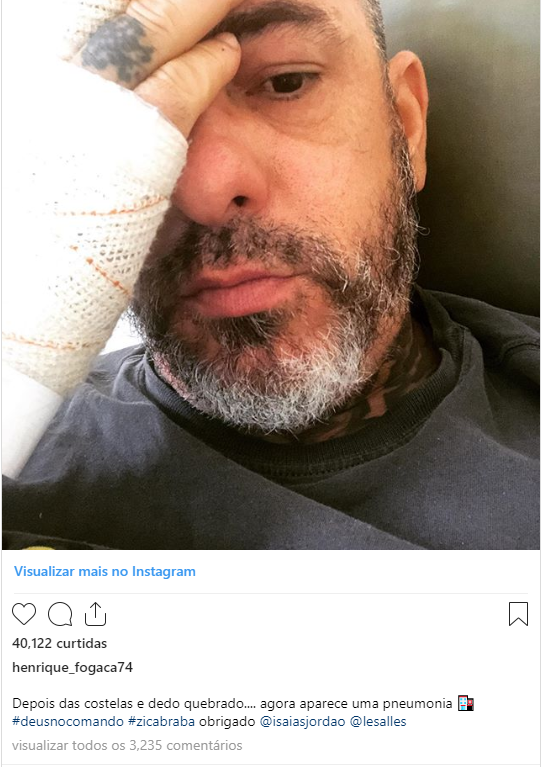 Henrique fogaça anunciou que estava com pneumonia e apagou postagem na sequência (Foto: Reprodução/Instagram)