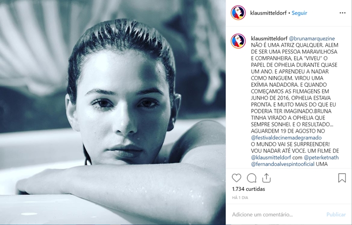 Diretor do longa rasgou elogios à Bruna Marquezine. (Foto: Reprodução/Instagram)