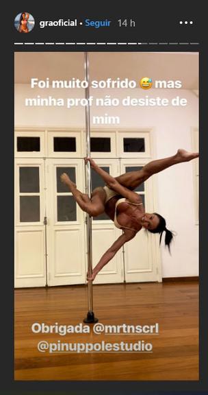 Gracyanne Barbosa mostrou o corpo enquanto praticava pole dance (Foto: Reprodução/ Instagram)